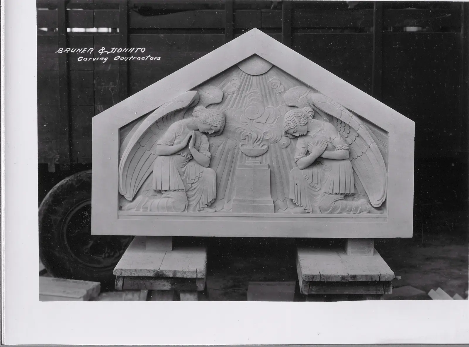 Pedimental religious relief